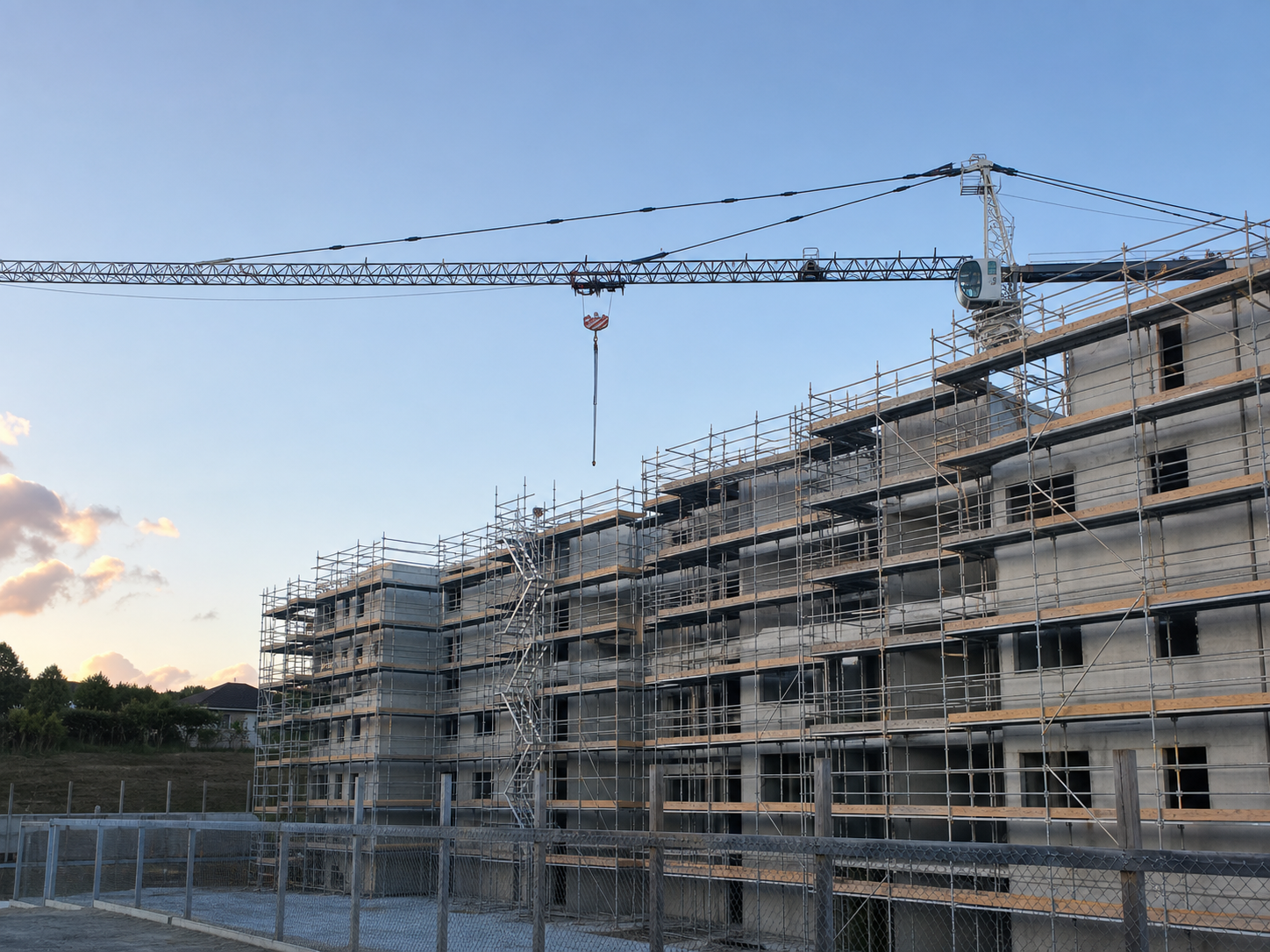 Rosedale Hotels and Apartments construction with crane and scaffold